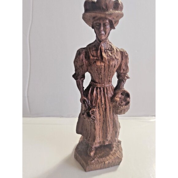 Gorgeous Vintage Wood Carvings Clock Seller & Flower Lady signed ADN - Picture 4 of 16